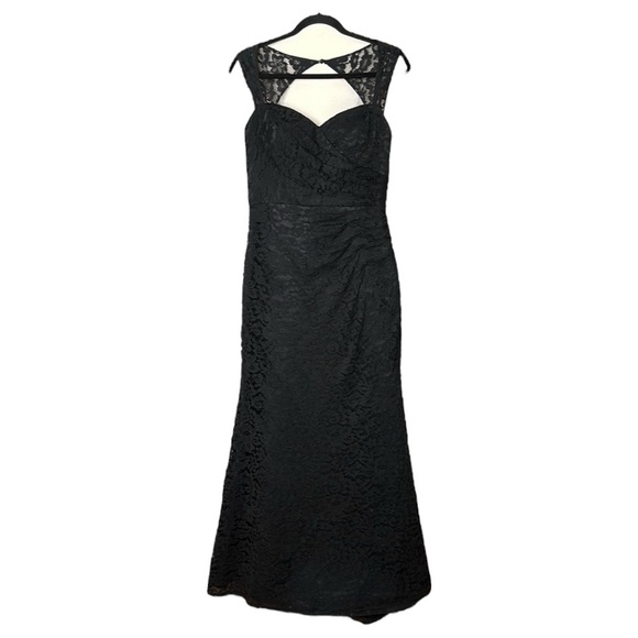 CHRISTINA WU Black Lace Gown Sweetheart Neck Glam Mermaid Occasion Size 12 - Picture 14 of 15